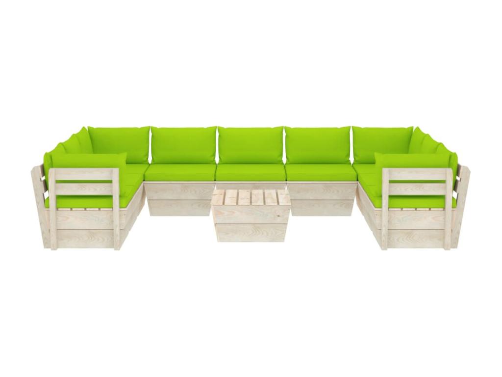 10-piece pallet garden furniture set with cushions, impregnated spruce, 16