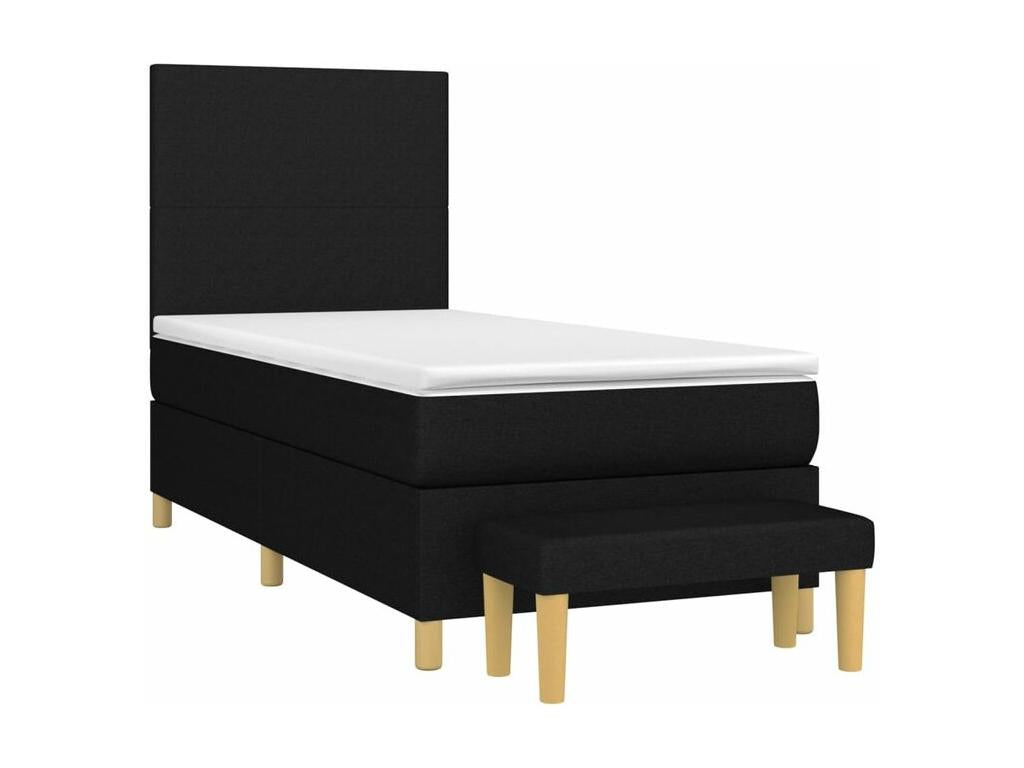 Bed base in Vertchez with black 90x190 mattress, fabric
