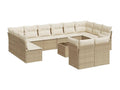 13-piece beige resin wicker garden furniture set with cushions