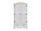 Vertchez white wardrobe, 102x52x186 cm, solid pine wood