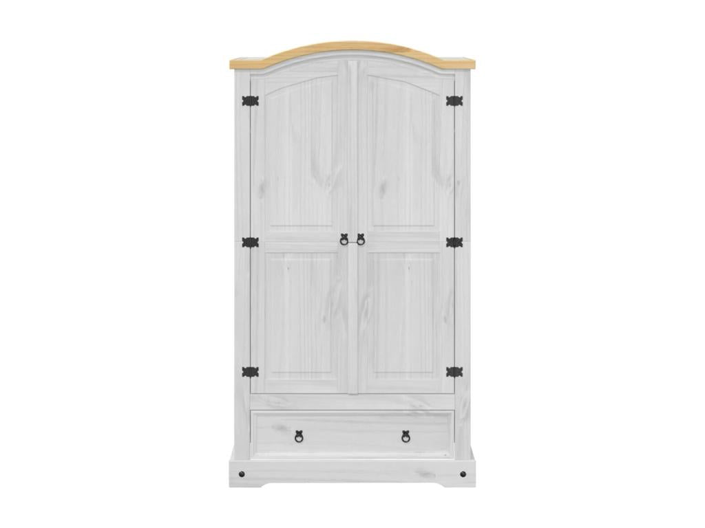 Vertchez white wardrobe, 102x52x186 cm, solid pine wood