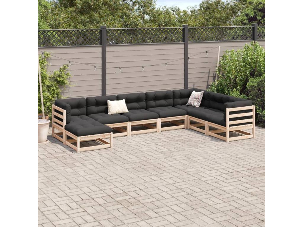 8-piece garden furniture set made of solid pine wood
