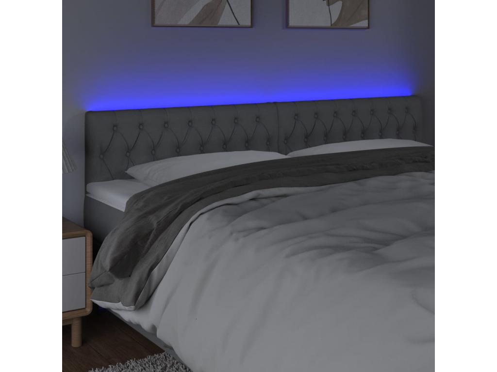 Light Grey LED Headboard 200x7x78/88 cm Fabric