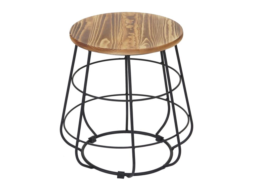 2x stool with table Vertchez-A80 industrial design set in natural wood