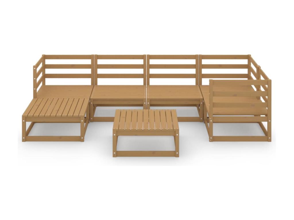 7-piece garden furniture set, honey brown, solid pine wood