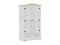 Vertchez white wardrobe, 102x52x186 cm, solid pine wood