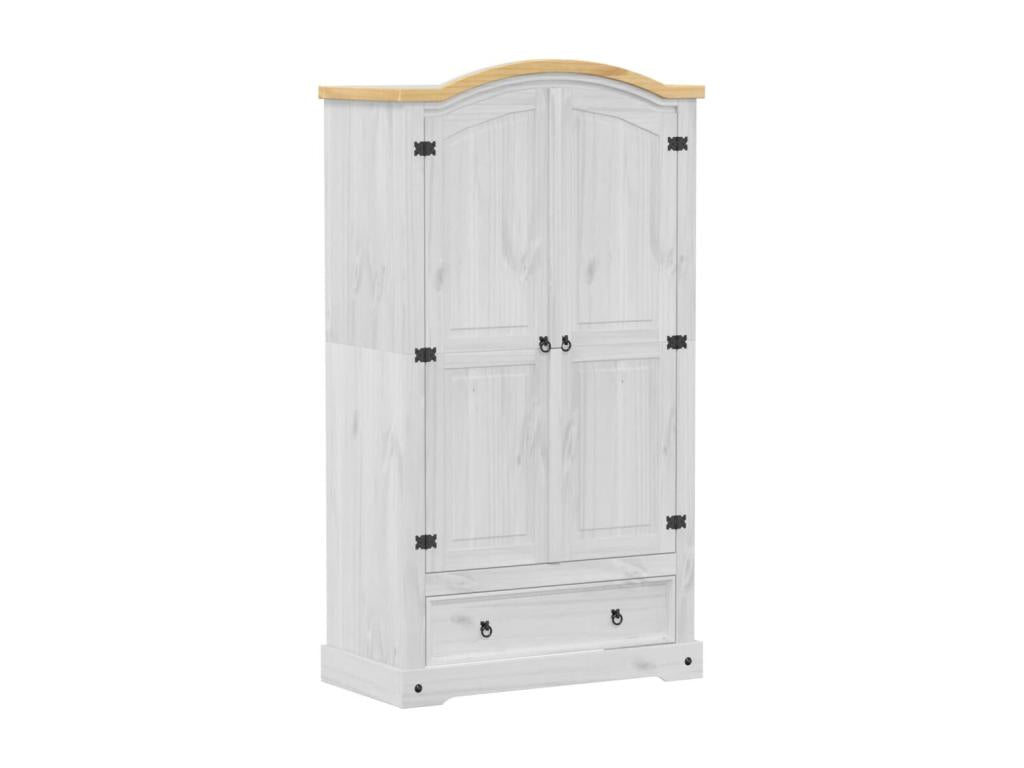Vertchez white wardrobe, 102x52x186 cm, solid pine wood