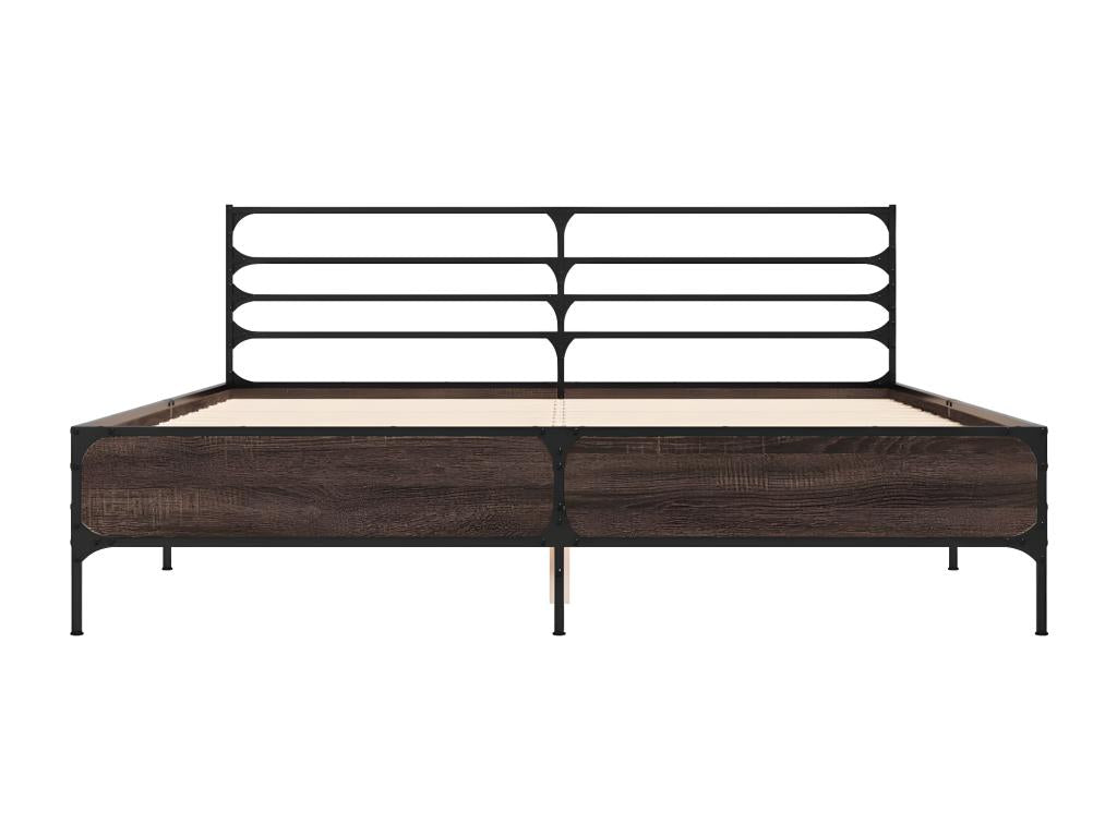 Smoked oak bed frame without mattress, 160x200 cm