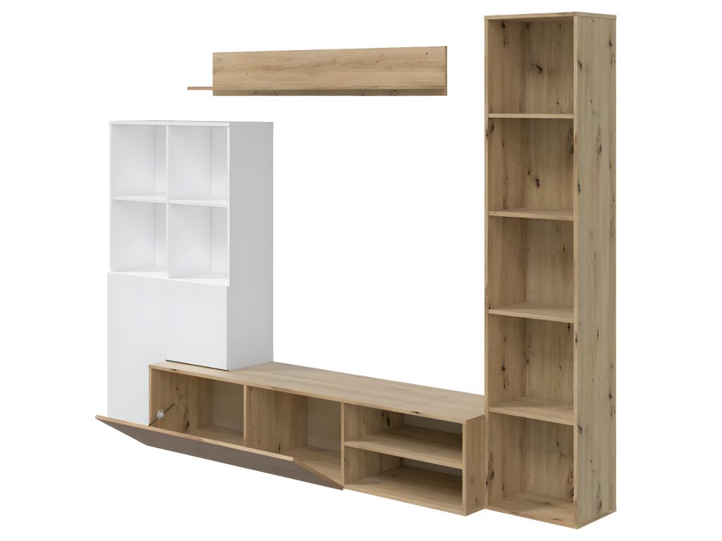 Living room set in Nordic oak and white Arctic color
