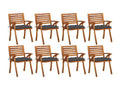 Garden chairs with cushions, set of 8, solid Vertchez wood
