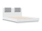 Bed frame with headboard and white LED lights, 140x190 cm