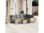 8-piece garden furniture set with cushions, beige woven resin