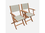 Garden armchairs in wood and textilene - Vertchez Grey Vertchez - 2 folding armchairs in oiled eucalyptus wood and textilene