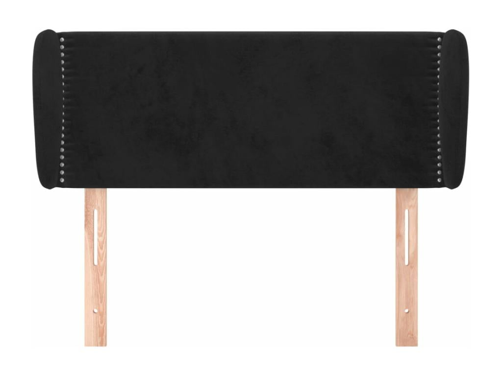 Headboard with wings, Black, 83x23x78/88 cm, Velvet