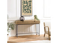 Vertchez - Console table with 2 drawers, black/natural grooved wood effect