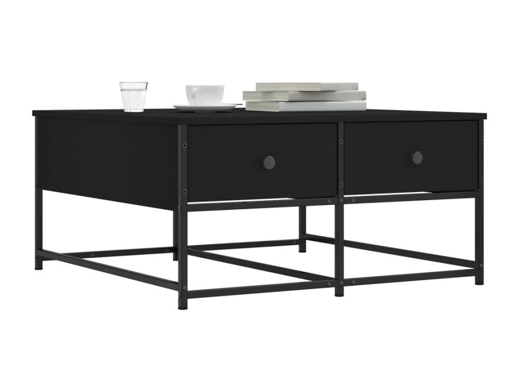 Black coffee table 80x80x40 cm engineered wood
