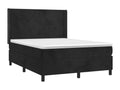 Upholstered bed base with mattress and LED lighting, black, 140x190 cm, velvet