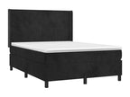 Upholstered bed base with mattress and LED lighting, black, 140x190 cm, velvet