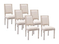 Set of 6 fabric and rubberwood chairs - Beige - Vertchez