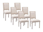 Set of 6 fabric and rubberwood chairs - Beige - Vertchez