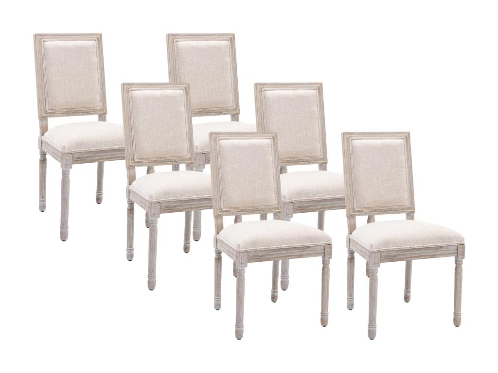 Set of 6 fabric and rubberwood chairs - Beige - Vertchez