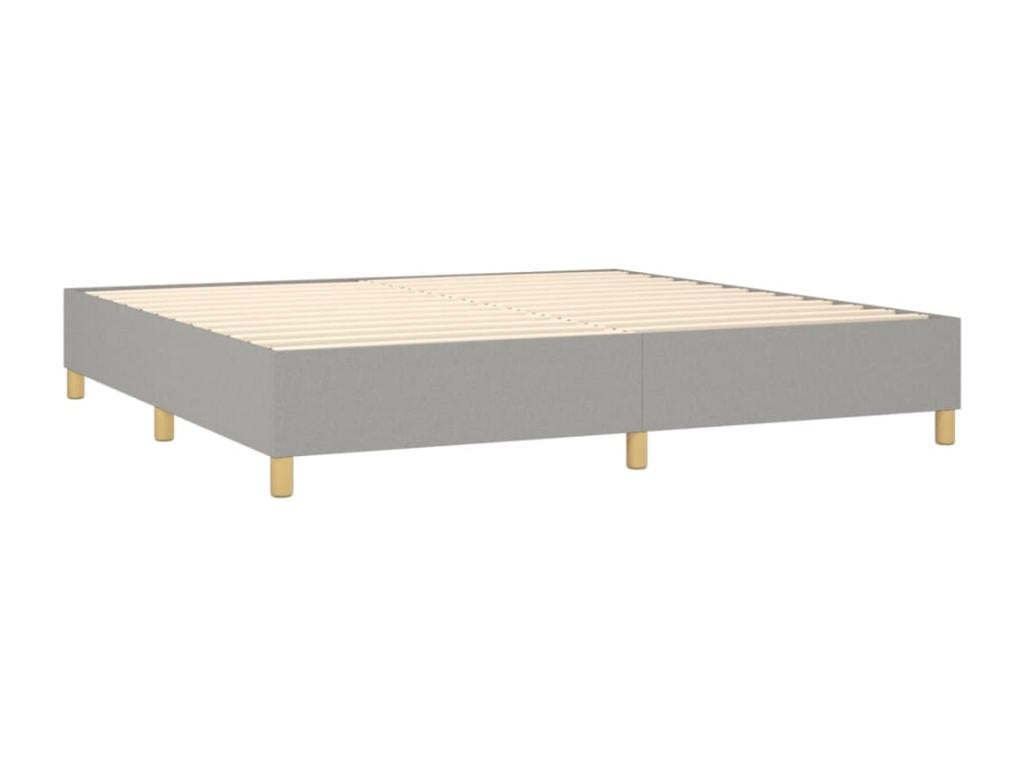Upholstered bed base with mattress, light grey, 200x200cm, fabric