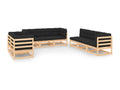 8-piece garden furniture set with cushions, solid pine wood