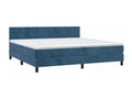 Upholstered bed base and mattress, dark blue, 200x200cm, velvet