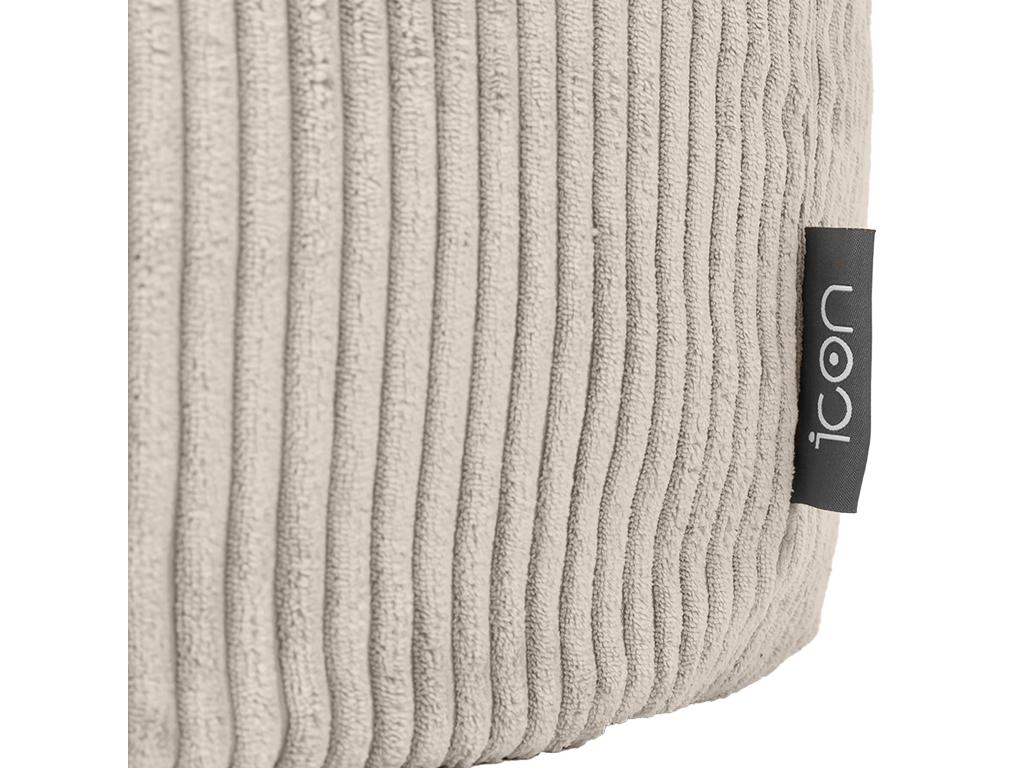 Classic pouf and matching footstool in beige pebble ribbed velvet - Vertchez