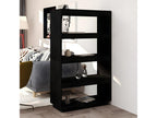 Bookshelf/Room Divider, Black, 80x35x135 cm, Solid Pine