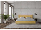 Vertchez size bed with 200x200 upholstered microfiber ochre slatted base Vertchez
