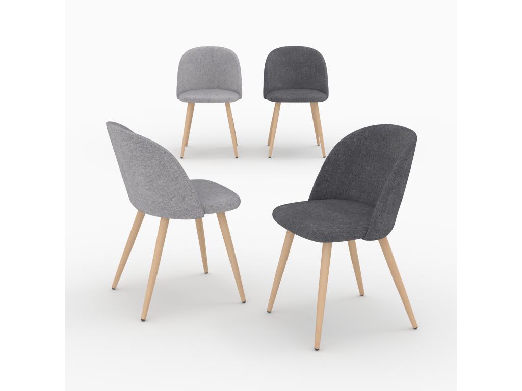 Pack of 4 chairs in dark and light grey fabric - Vertchez