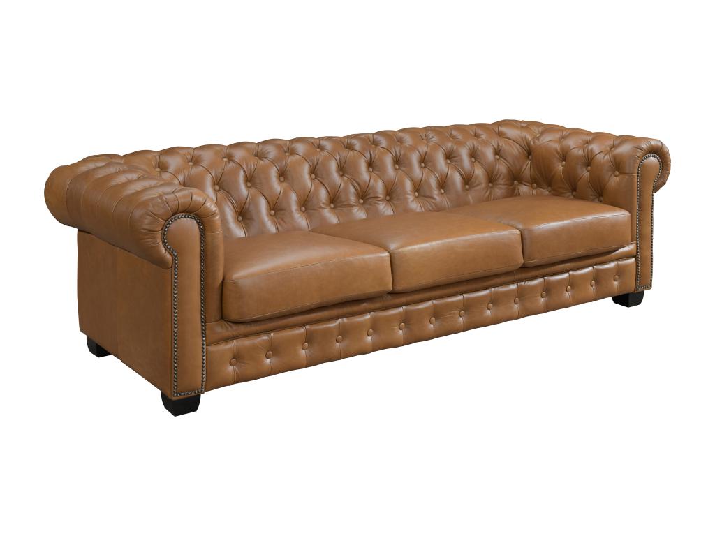 Vertchez 4-seater sofa in premium buffalo leather - Vintage Caramel