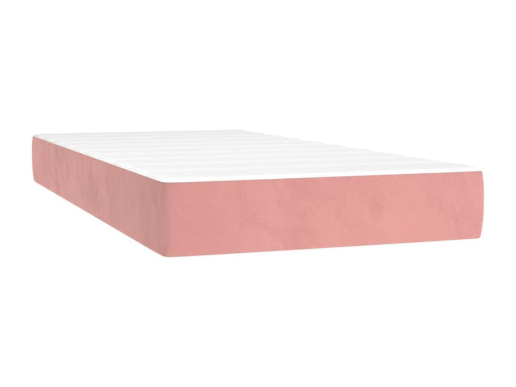 Upholstered bed base with mattress, pink, 200x200 cm, velvet