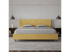 Vertchez size bed with 200x200 upholstered microfiber ochre slatted base Vertchez