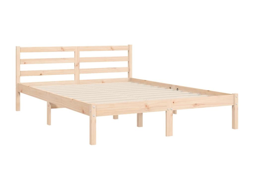 Bed frame with solid wood double headboard