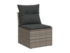 9-piece garden furniture set with grey resin wicker cushions