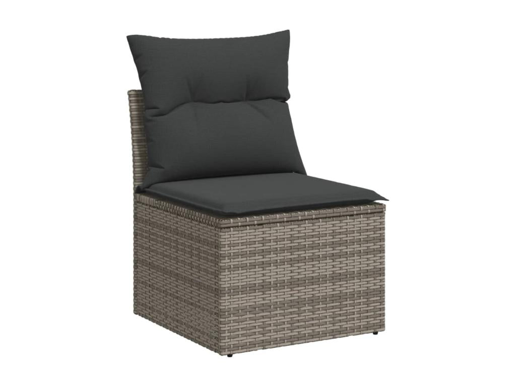 9-piece garden furniture set with grey resin wicker cushions