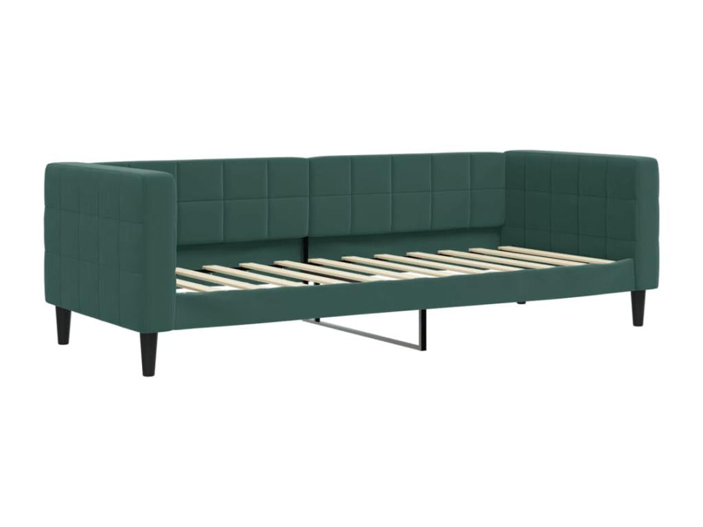Daybed with trundle and drawers, dark green, 80x200cm, velvet