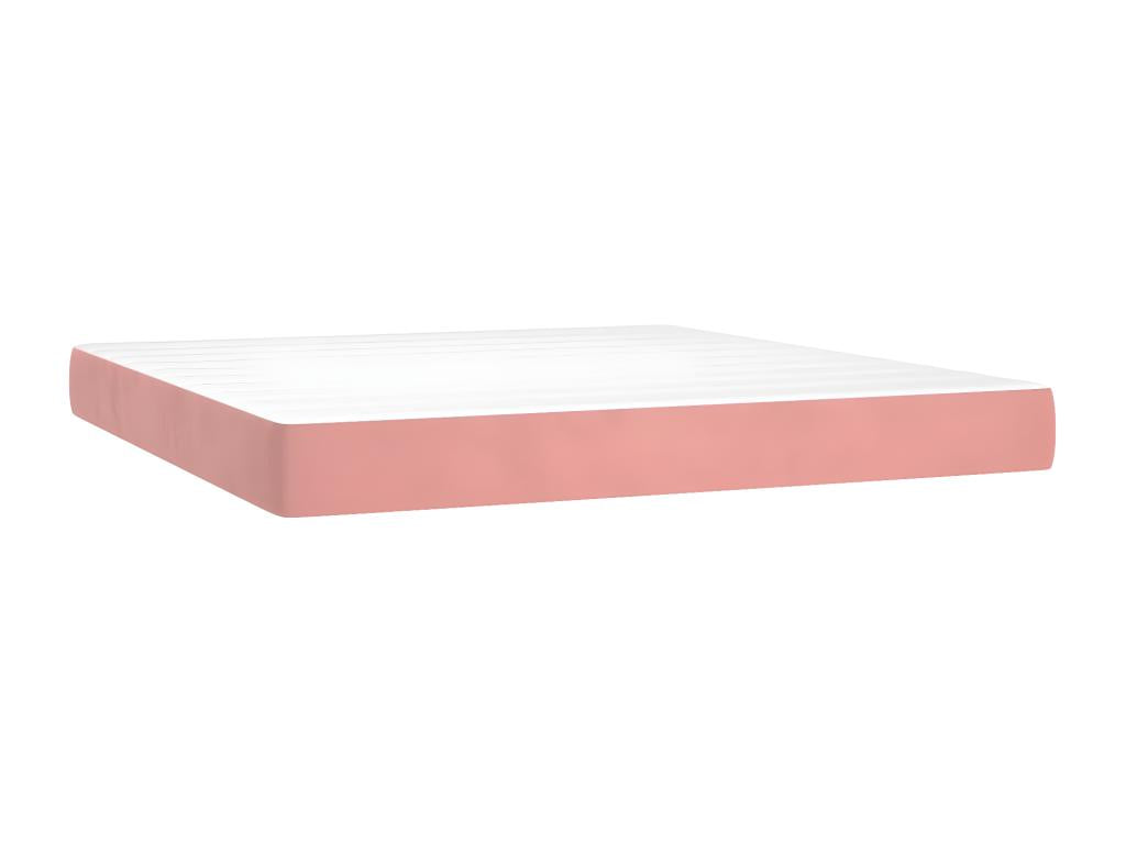 Upholstered bed base with mattress, pink, 180x200 cm, velvet