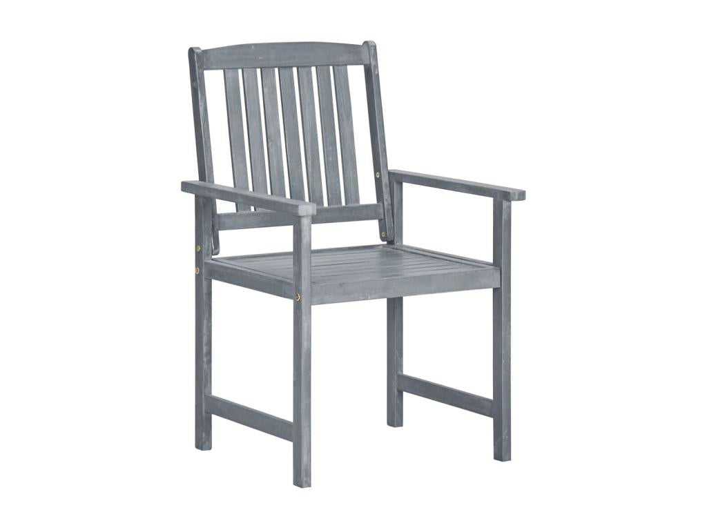 Garden chairs and cushions, set of 8, solid wood, green/grey