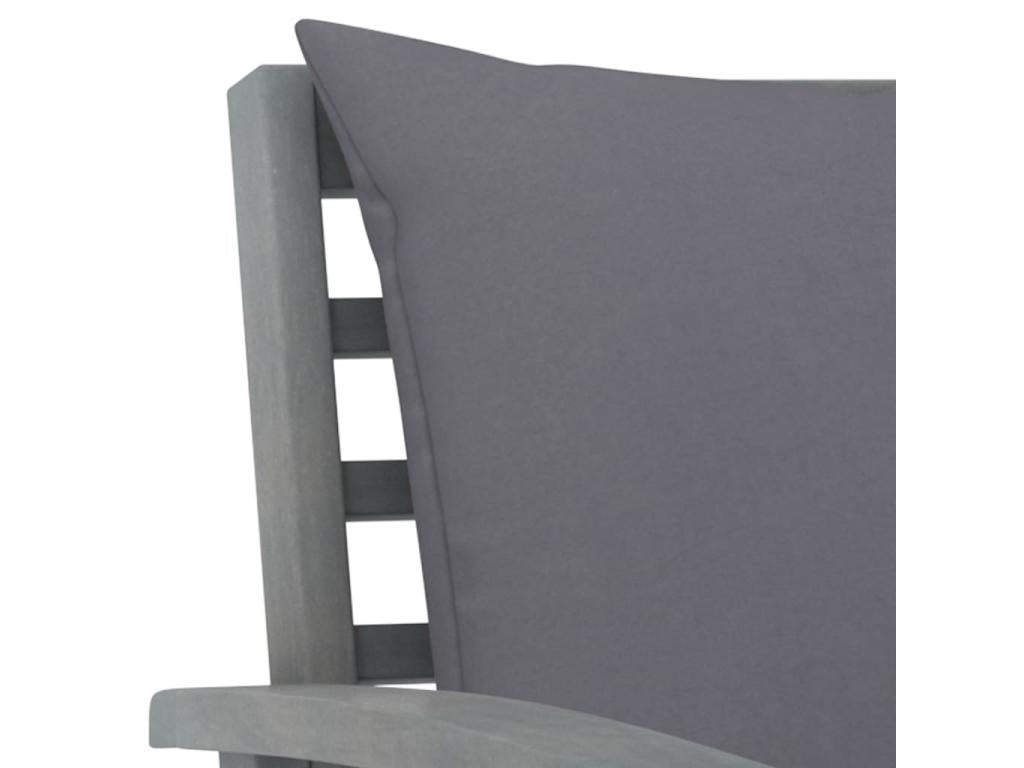 5-piece garden furniture set with cushions, solid Vertchez wood, grey