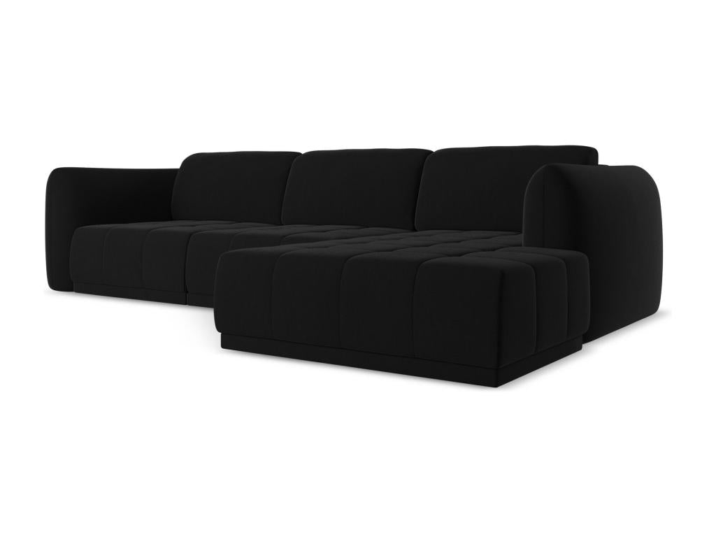 Right-hand corner sofa in velvet - black - Vertchez