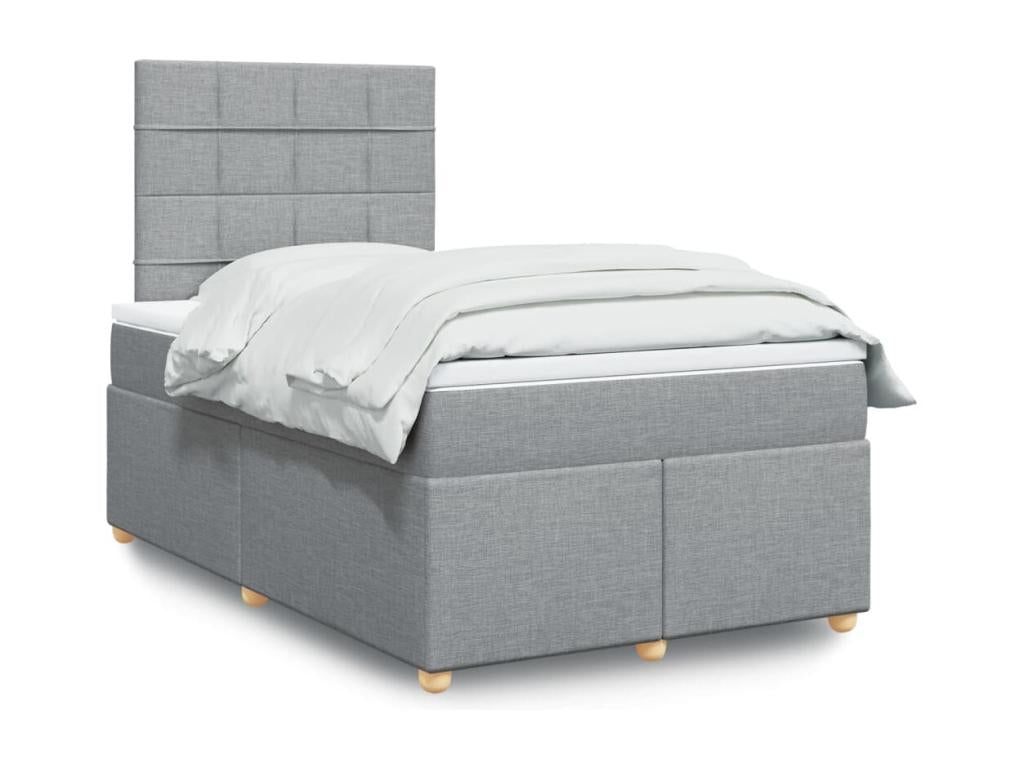 Bed base and light grey mattress 120x190 cm fabric in Vertchez