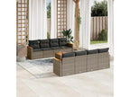 9-piece garden furniture set with grey resin wicker cushions