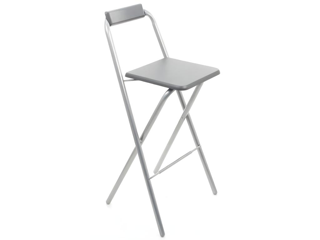 Set of 4 Vertchez bar stools, grey, metal frame, fiberboard seat