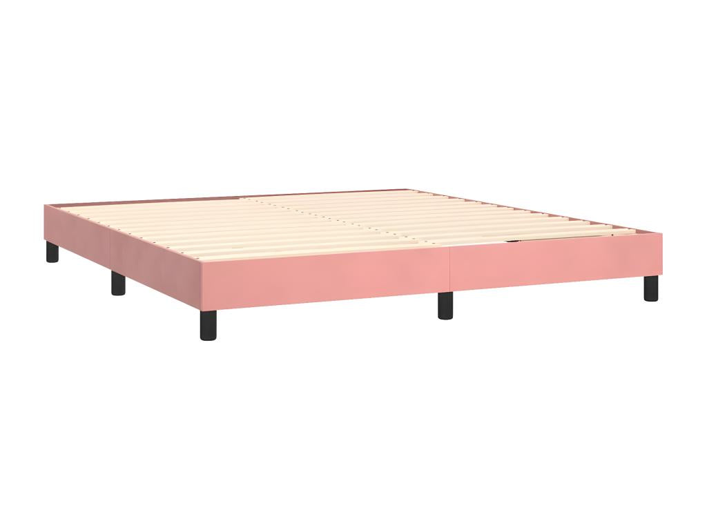 Upholstered bed base with mattress, pink, 180x200 cm, velvet