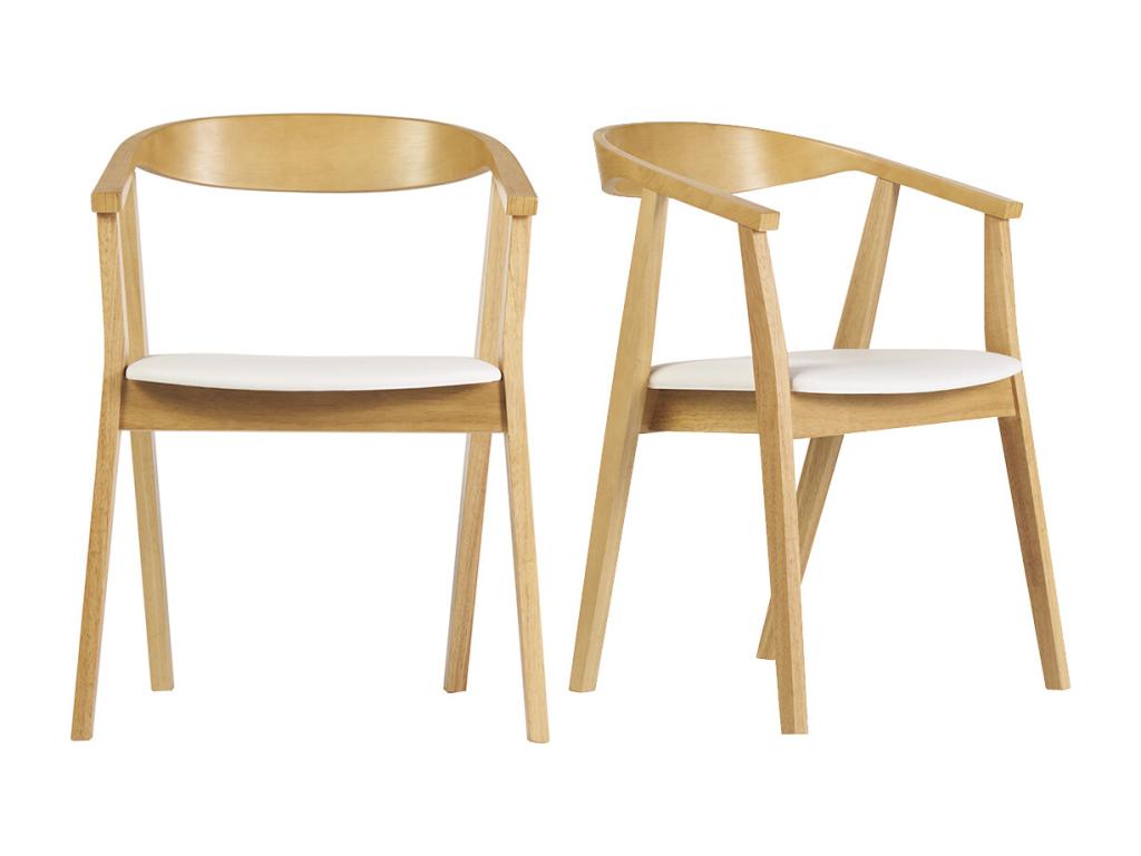 Set of 2 Scandinavian-style chairs in white and light wood from Vertchez
