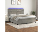 Upholstered bed base with mattress and LED light, light grey, 160x200 cm, velvet
