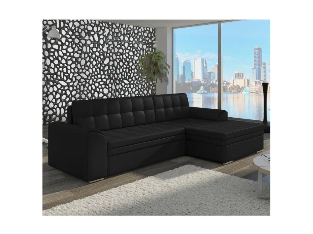 Dubai Convertible Sofa? 270cm Right Corner Black